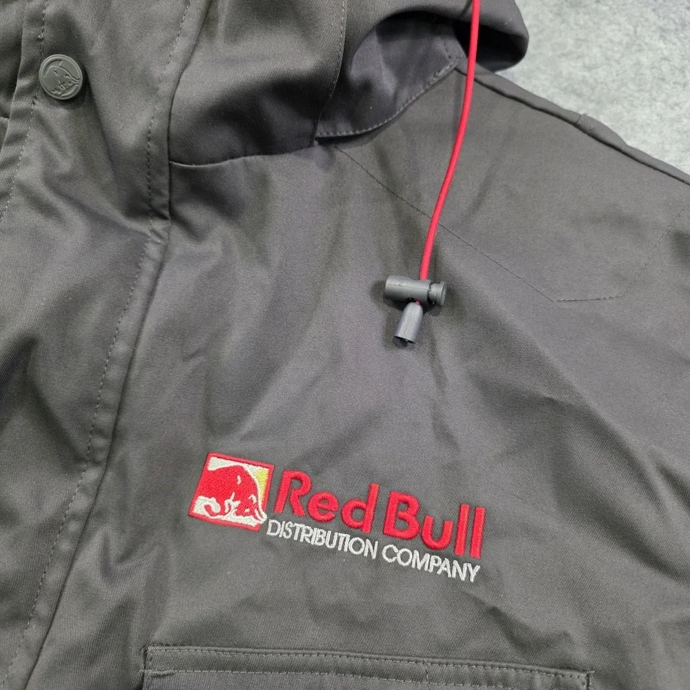 Red Bull Jacket Mens Medium Black Hooded Parka Softshell GIVES YOU WINGS Utility